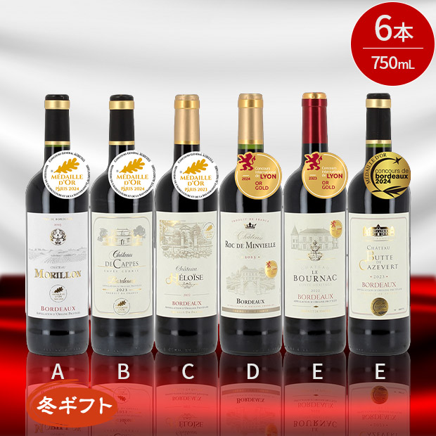 ＜冬ギフト＞フランス有名コンクール金賞受賞ワイン6本セットVol.4